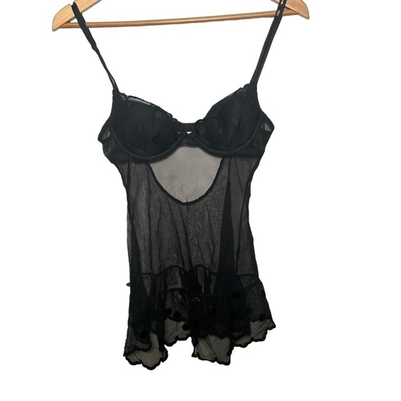 La Senza mesh coquette polkadot sequins Y2K babydoll lingerie S - Picture 2 of 7
